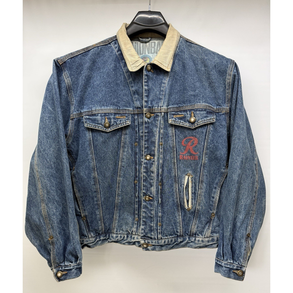 Vtg UNION BAY Denim Jean Jacket Mens Medium Rugged Wear Grunge Trucker Rainer